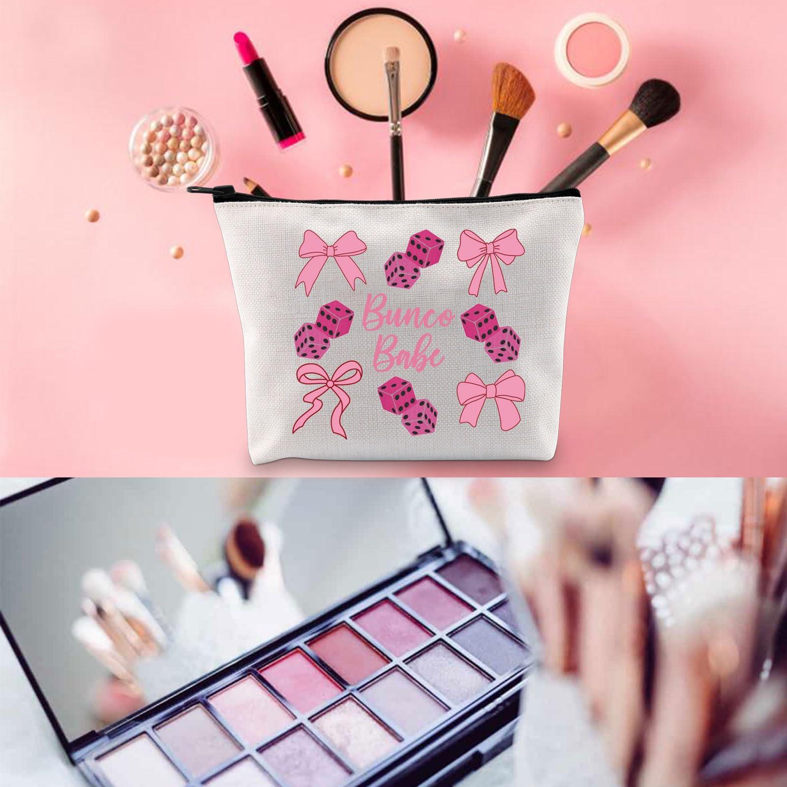 WCGXKO WCGXKO Bunco Gift Game Night Cosmetic Bag Bunco Gambling Lover Zipper Pouch Makeup Bag (Bunco bow)