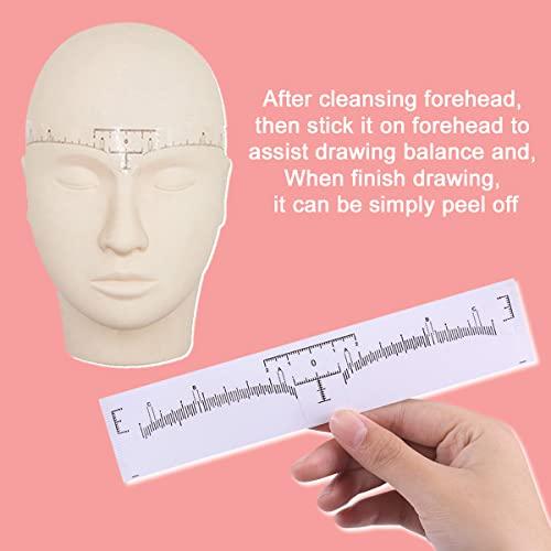 KINGMAS 100 Pack Eyebrow Ruler, KINGMAS Disposable Brow Ruler Microblading Adhesive Eyebrow Sticker Stencil Guide Measuring Tool