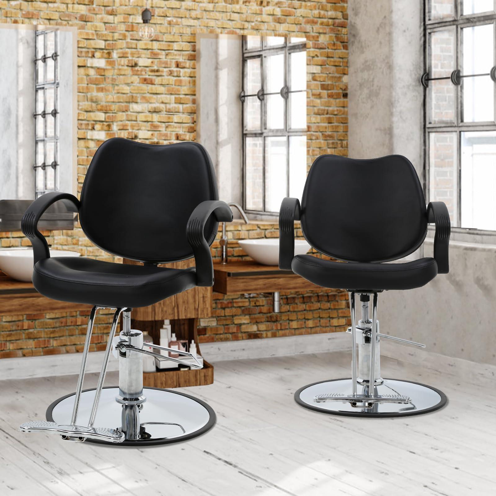 Dkelincs Professional Barber Salon Chair 360 Degree Swivel Massage Shampoo Chair for Adult, Kids, Leather Heavy Duty Lift Recliner Chair,Artist Hair Styling Chair Adjustable Chair for Barber Shop Tattoo,Black