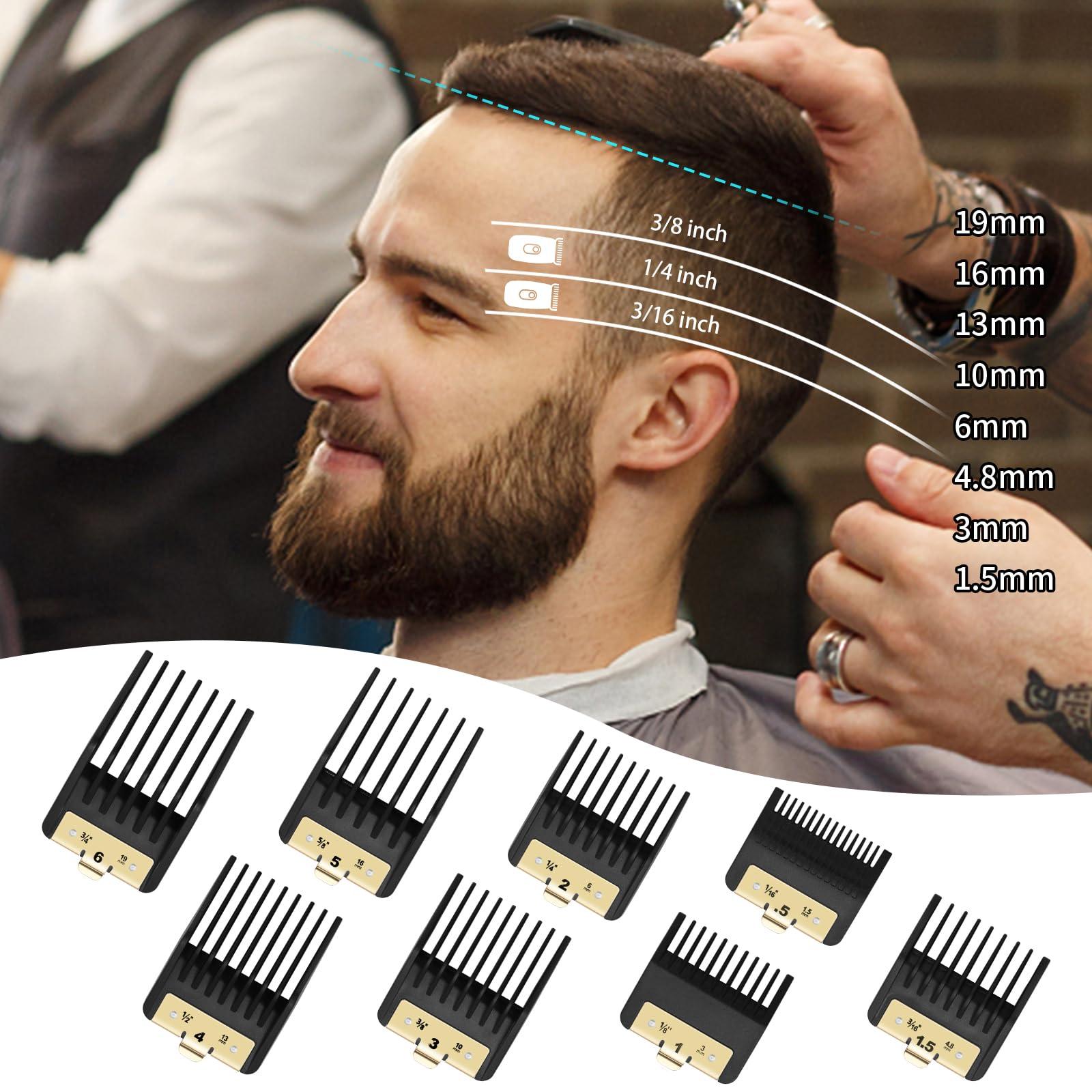 Amorka 8 Pack Premium Clipper Guards Fit for BaBylissPRO Barberology FX870, FX890, FX825, and FX673 Clippers, Replacement Guards with Metal Clip - From 1/16-3/4 inch Snap on Comb Set for Babyliss Clippers
