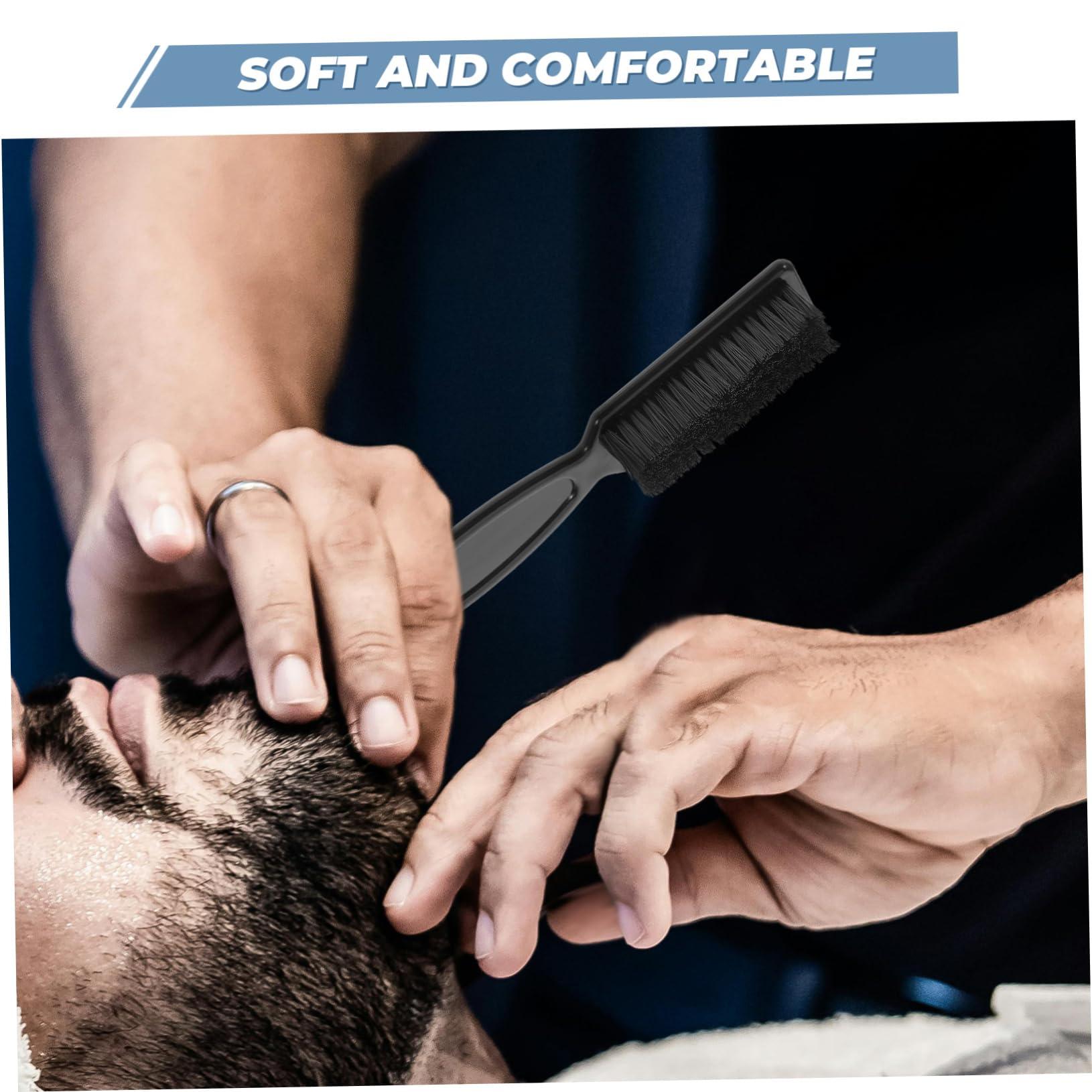 PLAFOPE PLAFOPE 8pcs Barber Fade Brushes Set Mustache & Beard Trimmer Cleaning Brushes with Handle Beard Brush Boar Bristle for Men for Barbers and Home Grooming