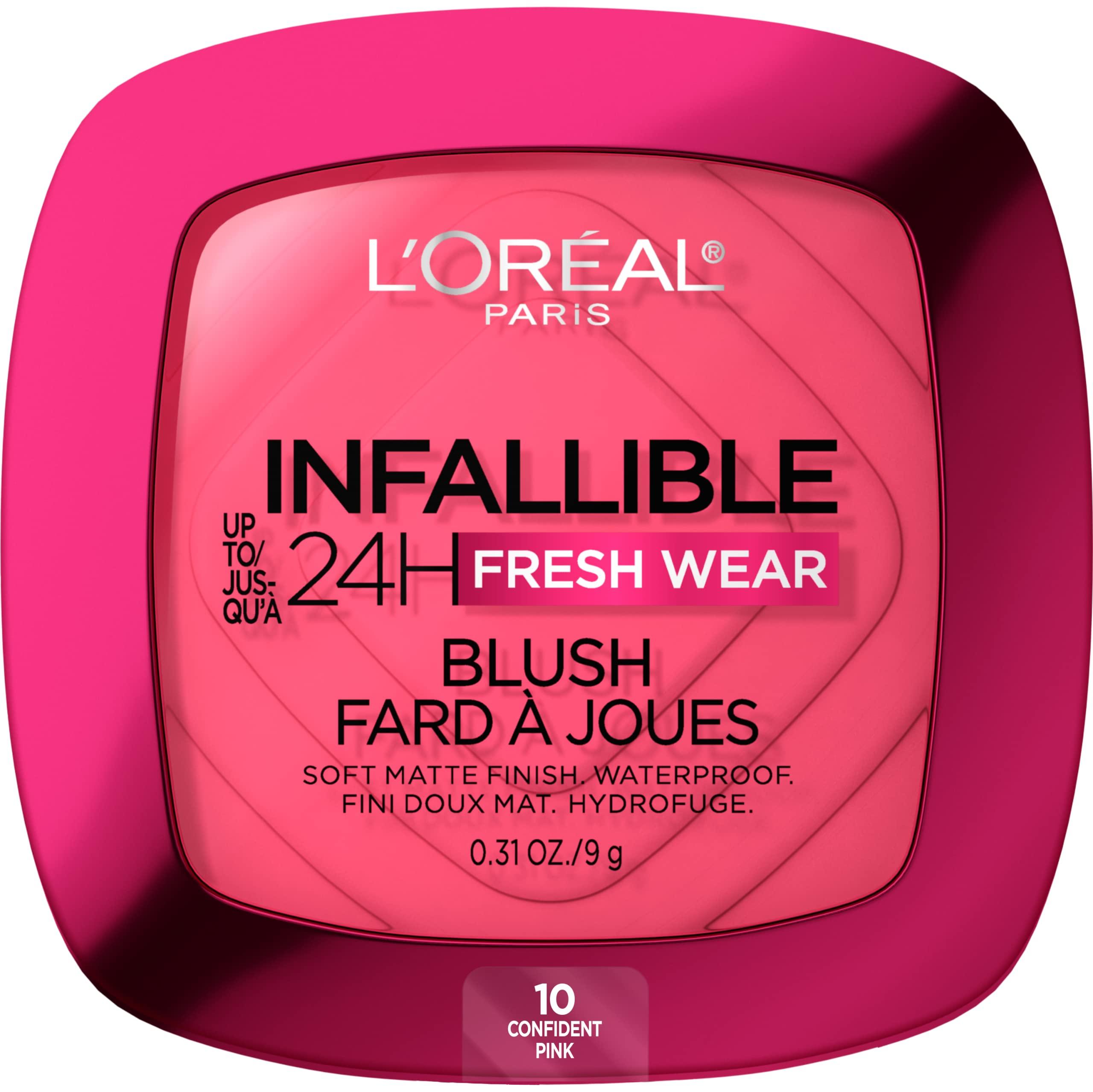 L’Oréal Paris L'Oreal Paris Infallible Up to 24H Fresh Wear Soft Matte Blush, Blendable, Long-Lasting and Waterproof Cheek Make Up, Confident Pink 10, 0.31 Oz