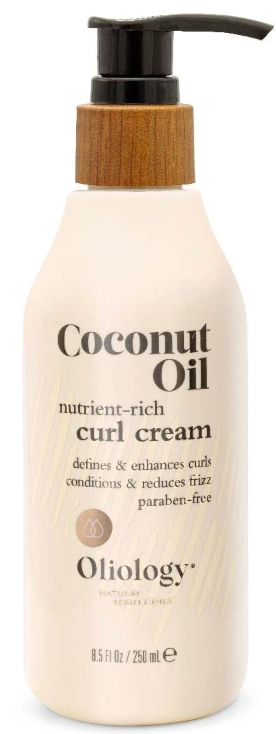 Oliology Oliology Coconut Oil Curl Cream - Defines & Enhances Curls & Waves | Botanically Infused | Conditions & Reduces Frizz | Made in USA, Cruelty Free & Paraben Free (8.5oz)