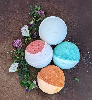 Legend's Creek Legends Creek Farm, Goat Milk Bath Bomb Bundle, Shea Butter & Sunflower Oil, Hydrate and Relax, 18 Oz Total (4-Pack) (Oatmeal Milk & Honey, Bergamot Lime, Chamomile Cherry Blossom, Eucalyptus)