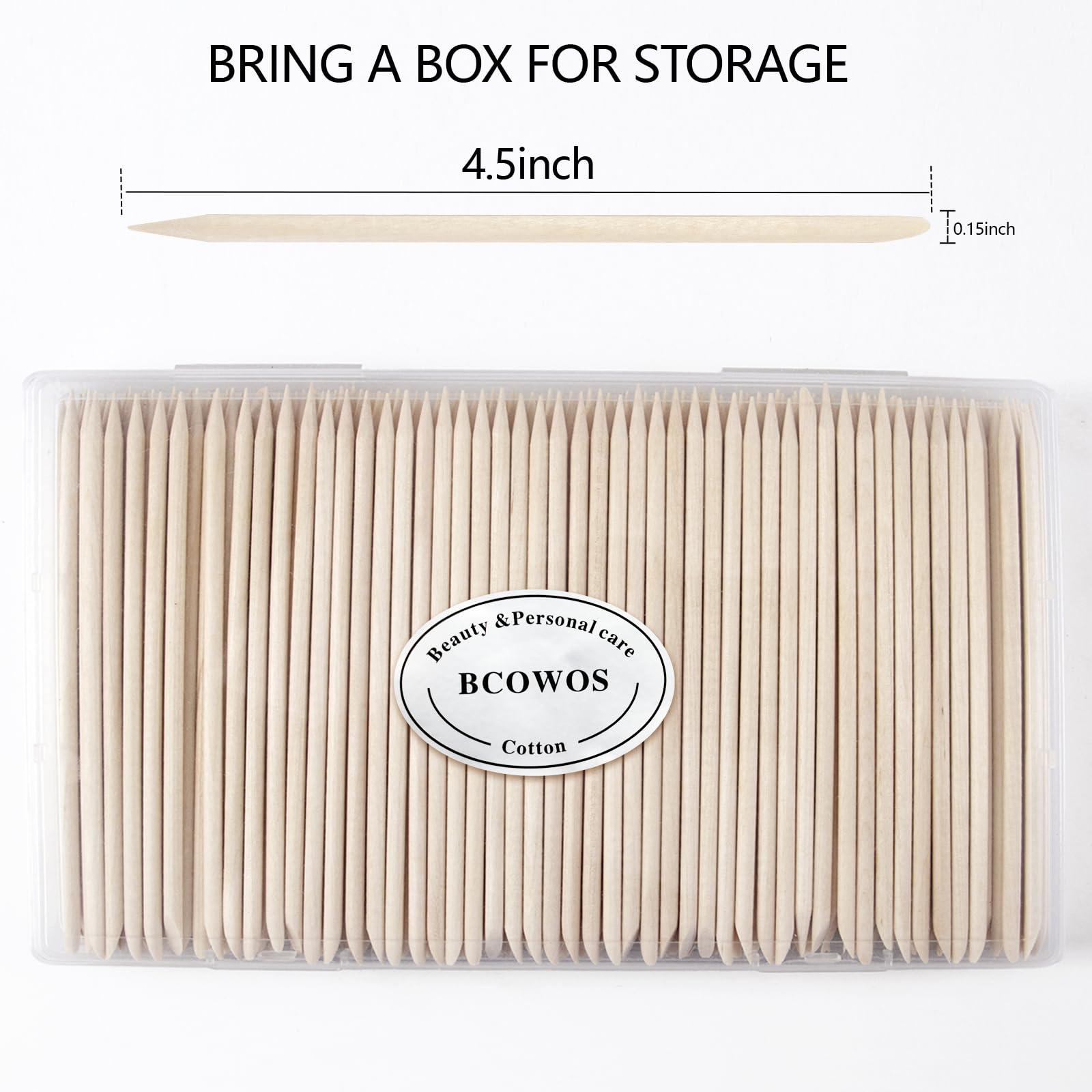 Bcowos 200PCS Orange Sticks For Nails 4.5 inch - Double Sided Wooden Cuticle Pusher Sticks - Professional Nail Sticks for Nail Art Manicure Pedicure - Cuticle Sticks Packed in A Case