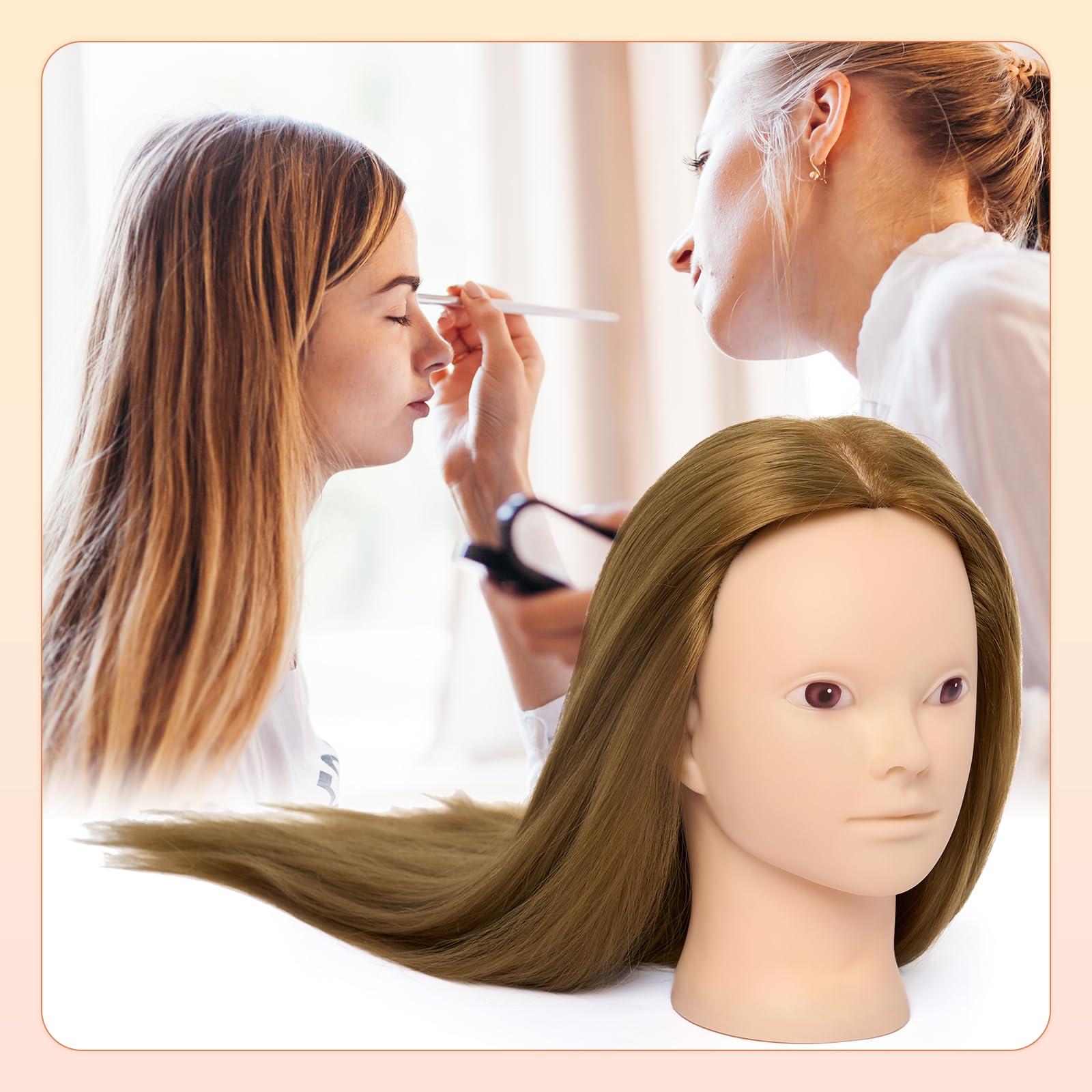 Neverland Beauty & Health Neverland Beauty Mannequin Head with 50% Real Human Hair, 26 Inch Cosmetology Mannequin Head with Hair for Makeup Braiding Curling Cuting, Make up Doll Head for Hair Styling with Table Clamp