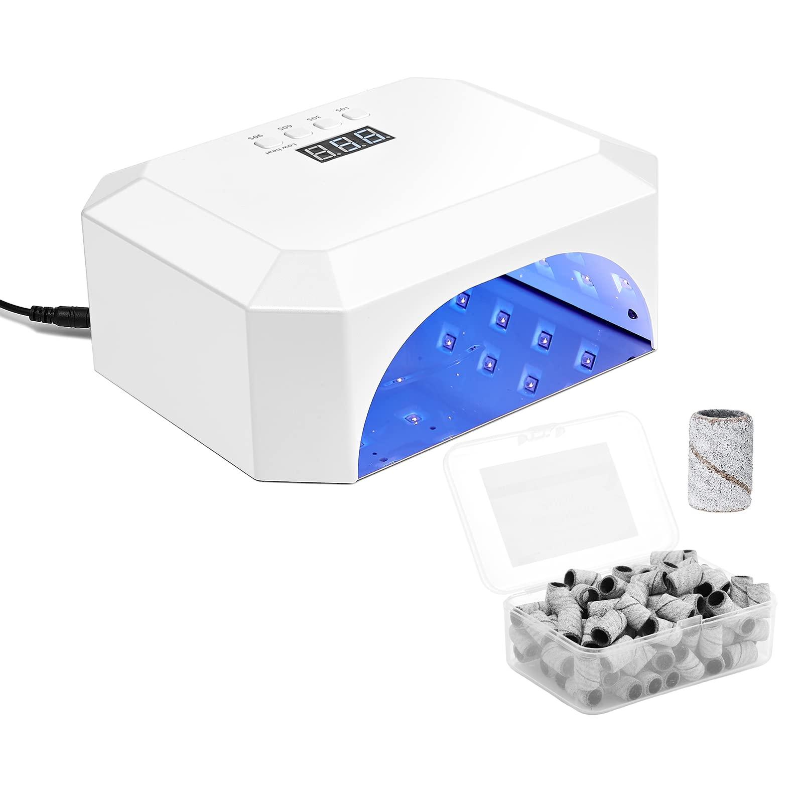Makartt Makartt Eloisee 36W UV LED Nail Lamp, UV Light for Nails Professional Curing Lamp Bundle with Sanding Bands for Nail Drill, 100 Pcs Nail File Sanding Bands for Drill Bits #180 Medium Grits