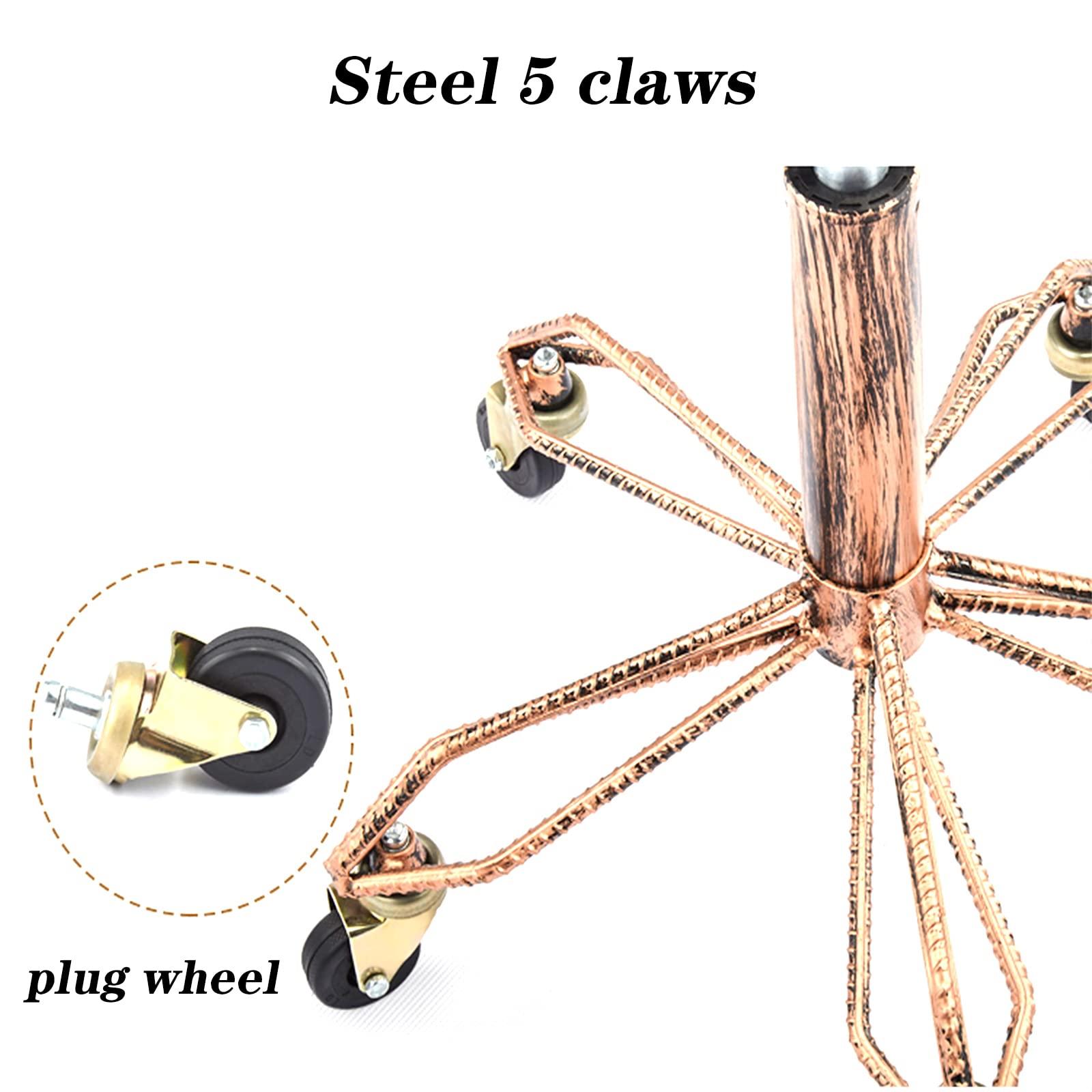 ZJXDPBF Rolling Bar Stools Massage Beauty Spa Adjustable Chair with Swivel Wheels, Rebar 5 Claws and PU Seat Copper Nail Decorationr:Brown-01