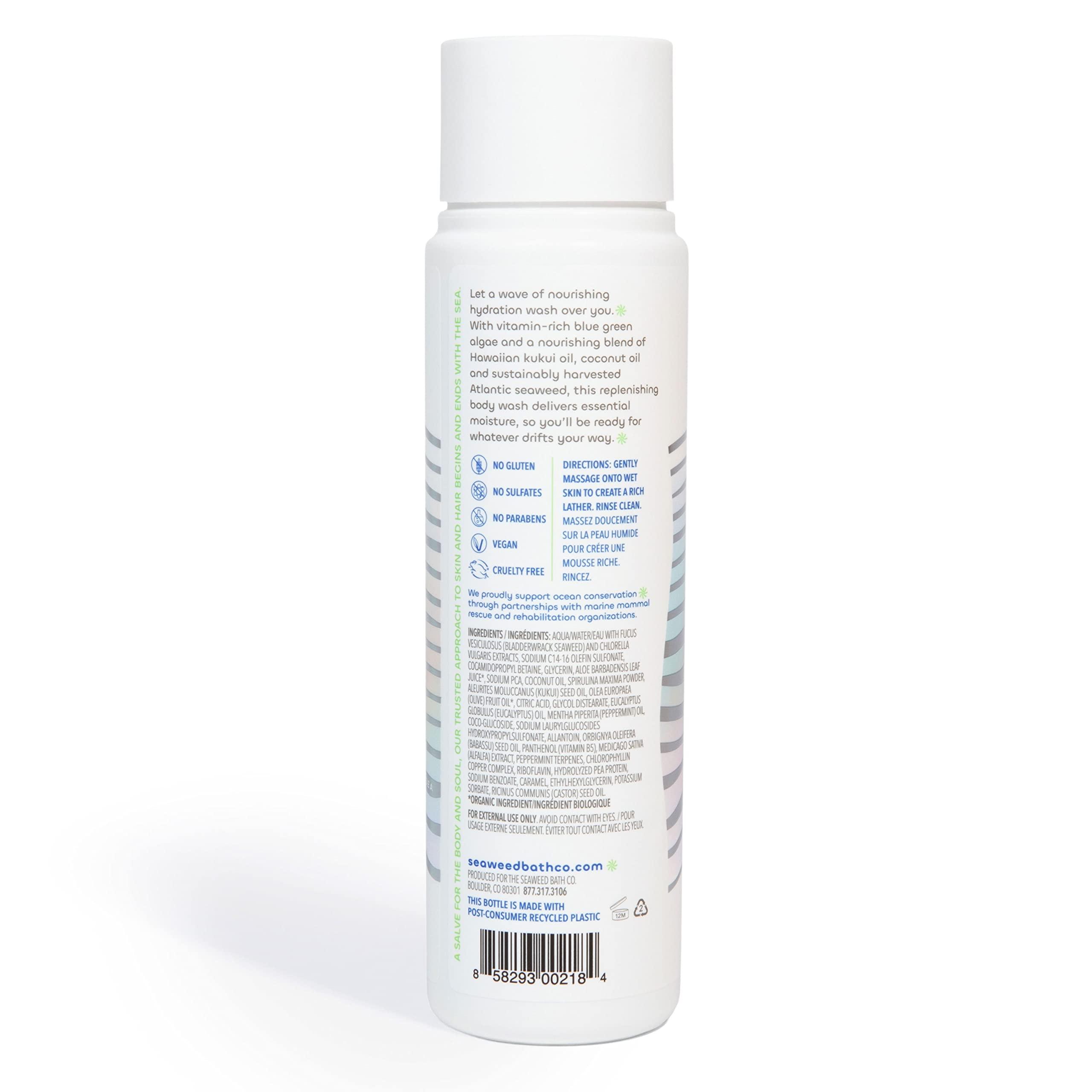 The Seaweed Bath Co. Seaweed Bath Co. Hydrate Body Wash, Eucalyptus Peppermint Scent, 12 Ounce, Shower Gel for Men & Women, Vegan, Paraben Free, Sulfate Free, Cruelty Free