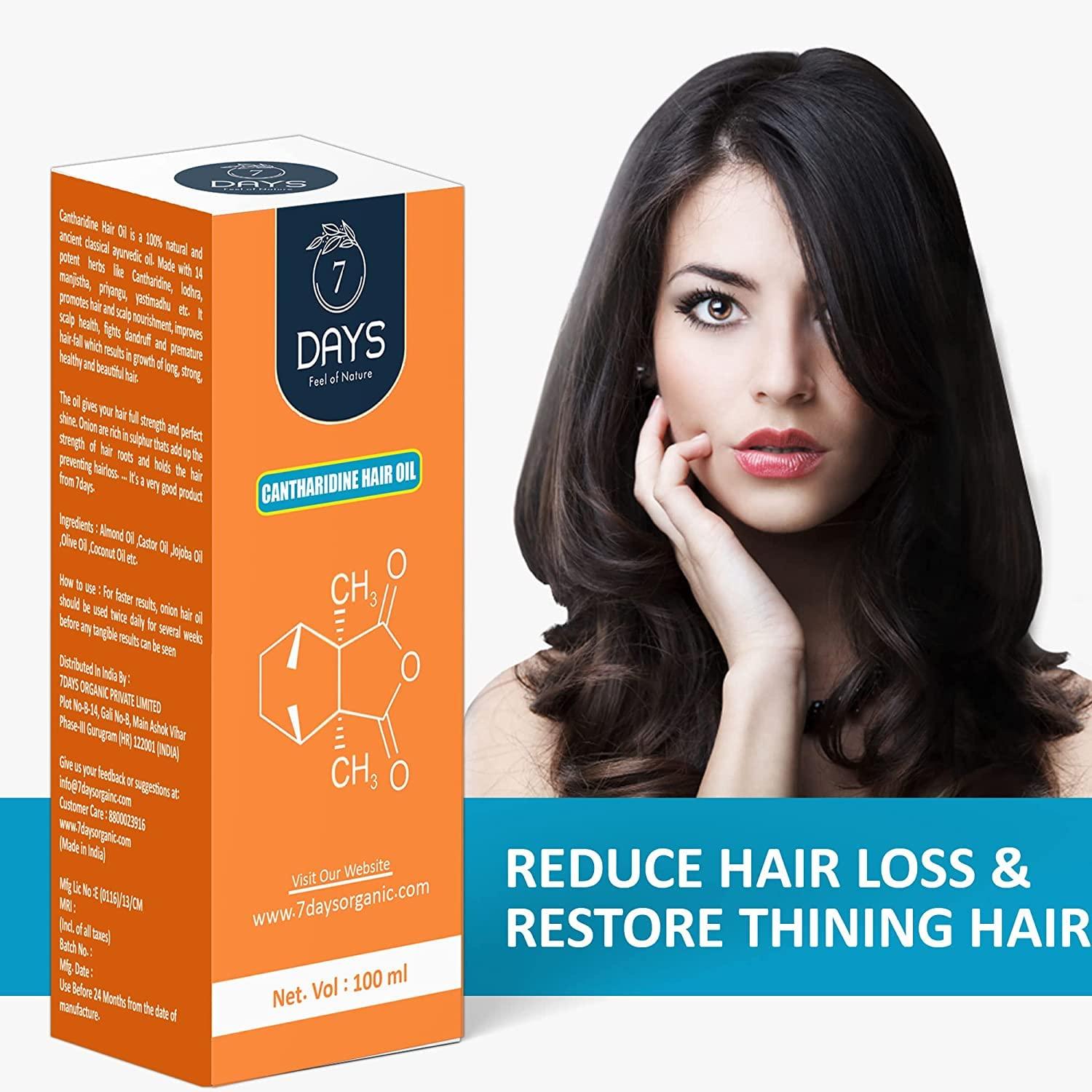 Generic 7 DAY Cantharidine Oil for hair | Control Hair Fall | Reduce Dandruff | Hair Growth Oil | | Made in India | Multi-Purpose Hair Growth Oil/Serum For Complete Hair Treatment with Argan, Bhringraj, Hibiscus, Sesame,Amla,Sweet Almond, Olive and more. (10