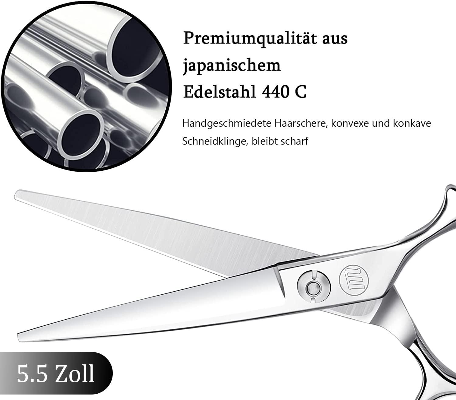 Moontay Moontay 5.5" Hair Cutting Shears with Large Finger Holes, Professional Barber Stylist Scissors, Salon Hair Cutting Scissors, 440C Japanese Stainless Steel, Silver