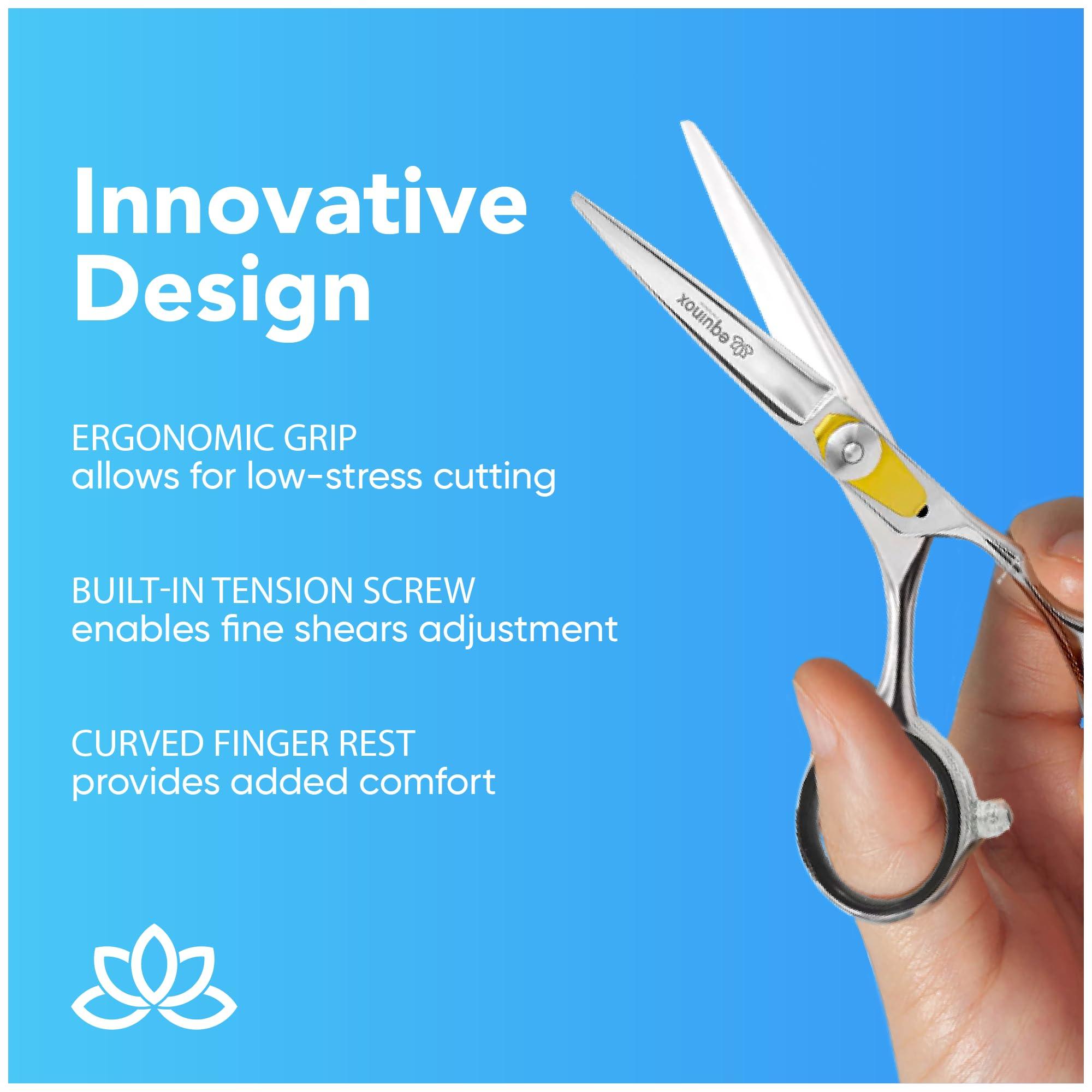 Equinox International Equinox Razor Edge Series Professional Hair Scissors - 5.5 Premium Japanese Stainless Steel Hair Cutting Scissors, Hair Shears for Hair Cutting, Barber Accessories & Hair Salon Supplies - Silver