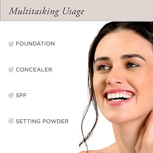 PR Beauty PUR Beauty 4-in-1 Pressed Mineral Makeup Powder Foundation with SPF 15 - Concealer & Finishing Compact Pressed Powder for Face - Buildable Medium to Full Coverage Foundation Powder (Linen)