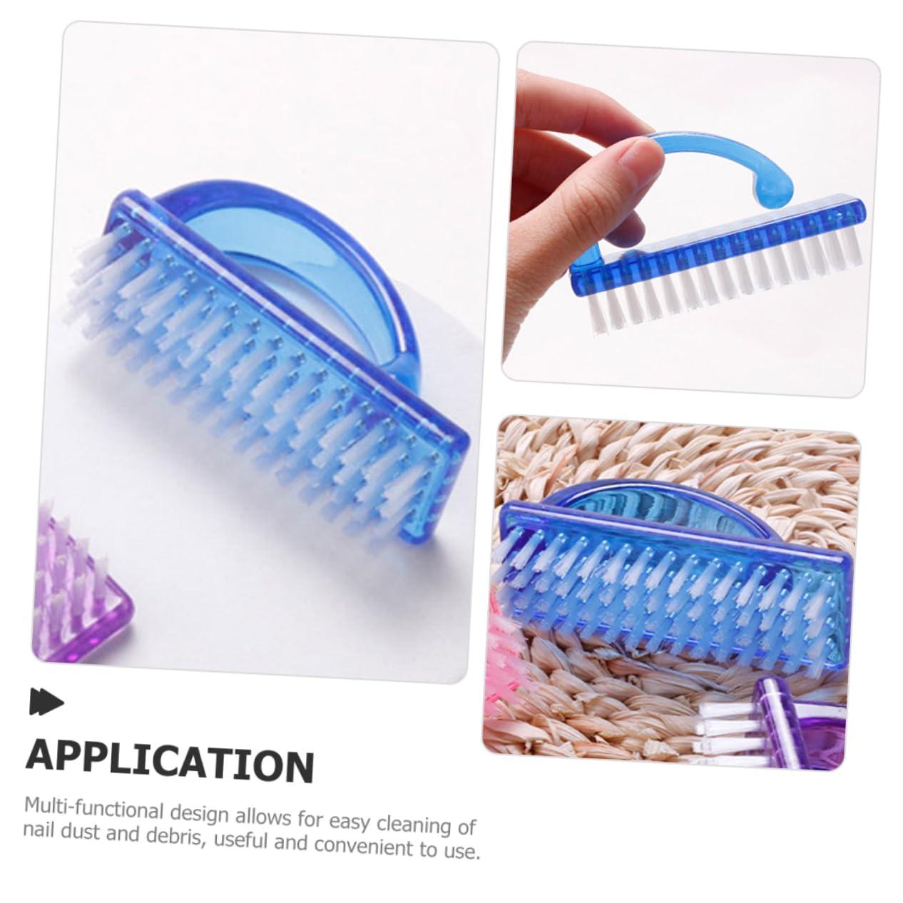 Ipetboom Ipetboom 4pcs Nail Scrub Brush Finger Manicure Scrub Brush Techniques Toe Scrubber Gel Grout Brush Nail Clipper under Brushes Nail Whitener Clean Toenail Brush Impress Block Blue Plastic