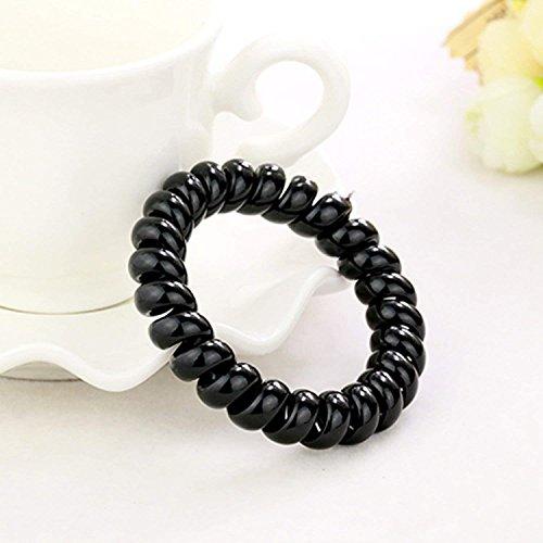 MHU Hair Ties – 20-Pack Black Telephone Cord Wire Hair Bands No Damage Elastics Hair Ring Ponytail Holders for girls and woman