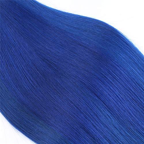 Tony beauty hair Tony Beauty Hair Dark Blue Brazilian Straight Weaves Human Hair 4 Bundles and Closure Pure Blue Virgin Hair Closure with Bundles Navy Blue Hair Extensions with Lace Closure (12 12 12 12 with 10)