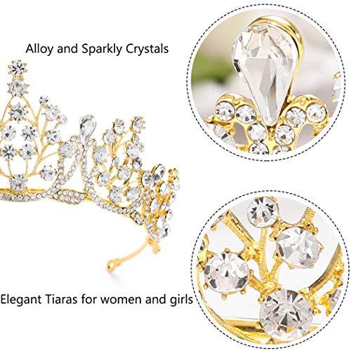 Barode Barode Bridal Wedding Crowns and Tiaras Crystal Bride Queen Crowns Rhinestone Headband Wedding Hair Accessories for Women and Girls (Gold)