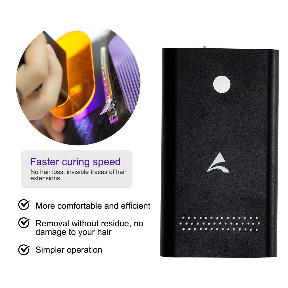 FBLJM V Light Extensions Kit, V Light Hair Extension Machine, UV Light, V-light Glue 20G * 4, Glue Remover Solution 30ml * 2