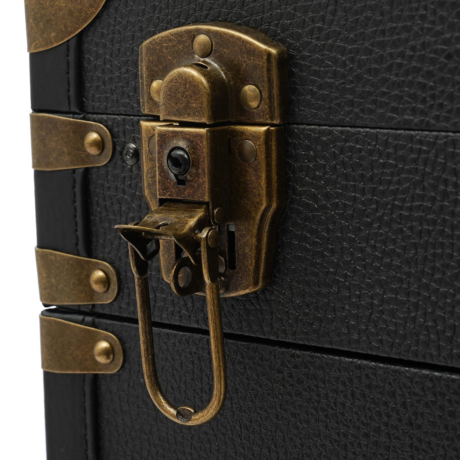 CAIHAOA CAIHAOA Rolling Lockable Makeup Train Case, Lockable Makeup Train Case Hairdressing Trolley, Cosmetology Case with Wheels, Hair Dryer Holder, 2 Mobile Password Locks and 2 Keys, Black