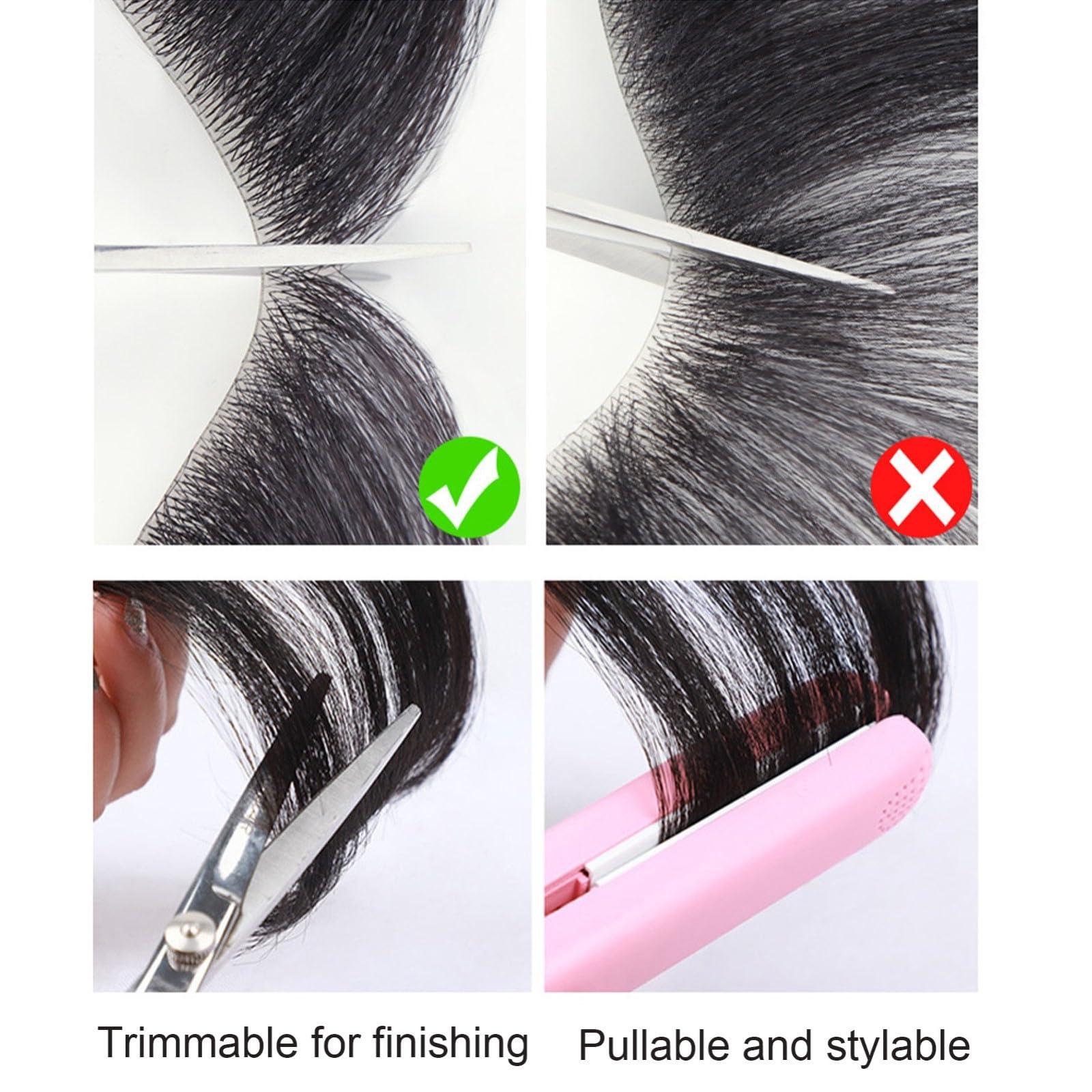 ZBYXPP ZBYXPP Men Forehead Hairline Toupee, Natural Black Hair Extension Hairline Loss Straight Tape in Human Hair(Black,2.2 * 15CM)