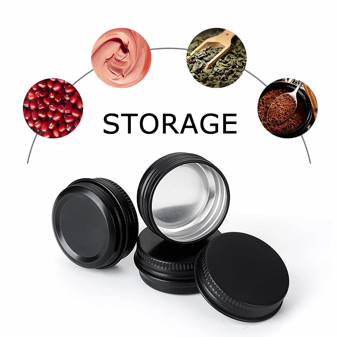 Generic LXLK 48 Pack 15ML Black Aluminum Lip Balm Tins Cans Jars Empty Refillable Containers with Screw Lid Round Travel Storage Cosmetic Storage Bottle for Powder Candle Salve Spice Cream Anti-Leakage