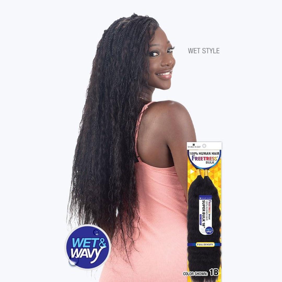 FREE TRESS FreeTress Human Hair Braids - Super Bulk 18\" (1 JET BLACK)