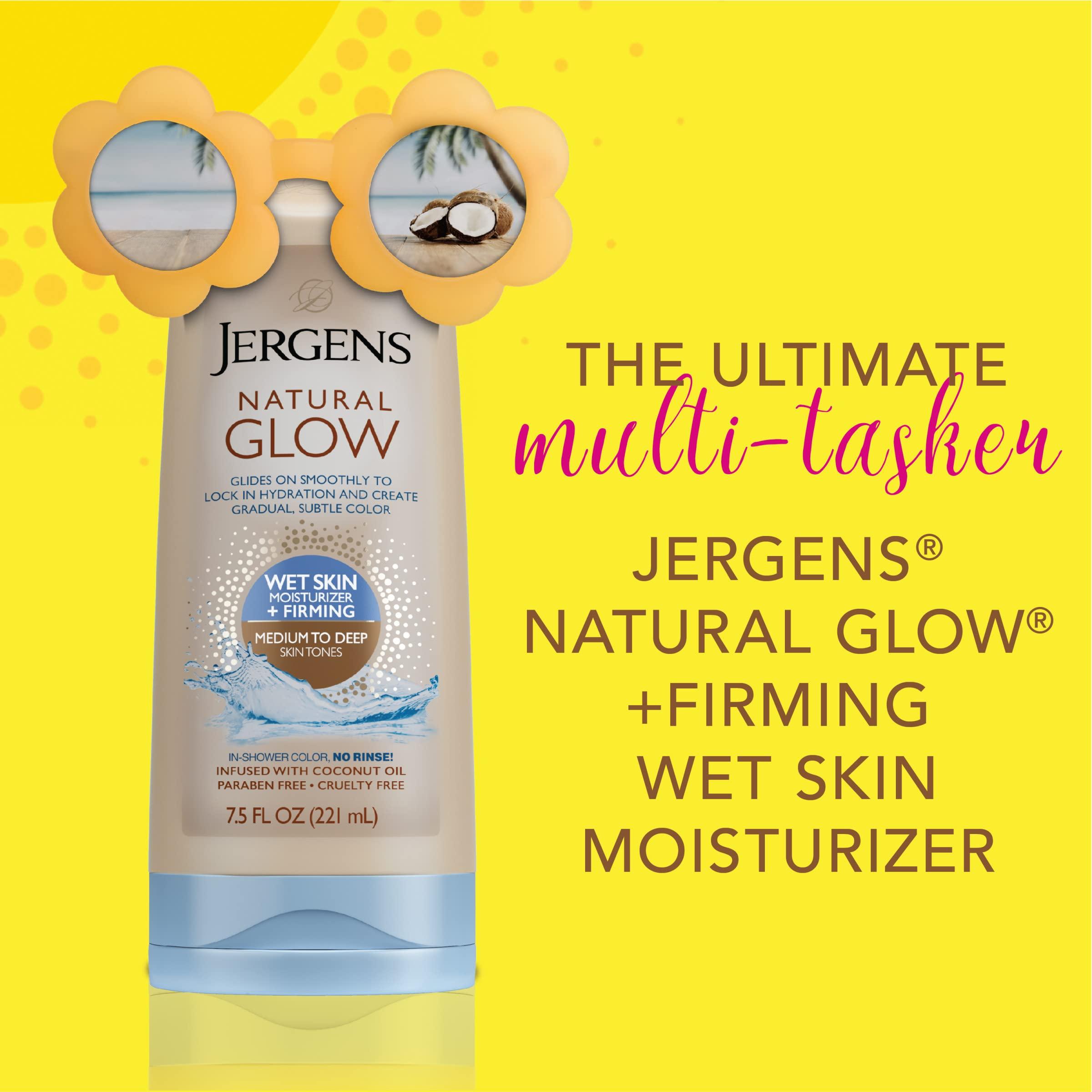 Jergens Jergens Natural Glow +FIRMING In-shower Self Tanner Body Lotion, Sunless Tanning for Medium to Tan Skin Tone, Anti Cellulite Firming Moisturizer, Gradual Fake Tan, 7.5 Ounce (Pack of 2)
