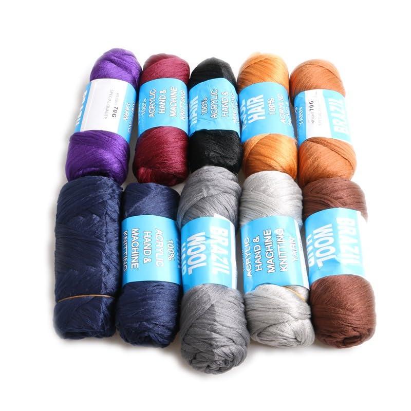 HUFFA HUFFA 70g Brazilian Wool Hair Low Temprature Flame Retardant Synthetic Fiber For Box Braids Making(#Burgundy)