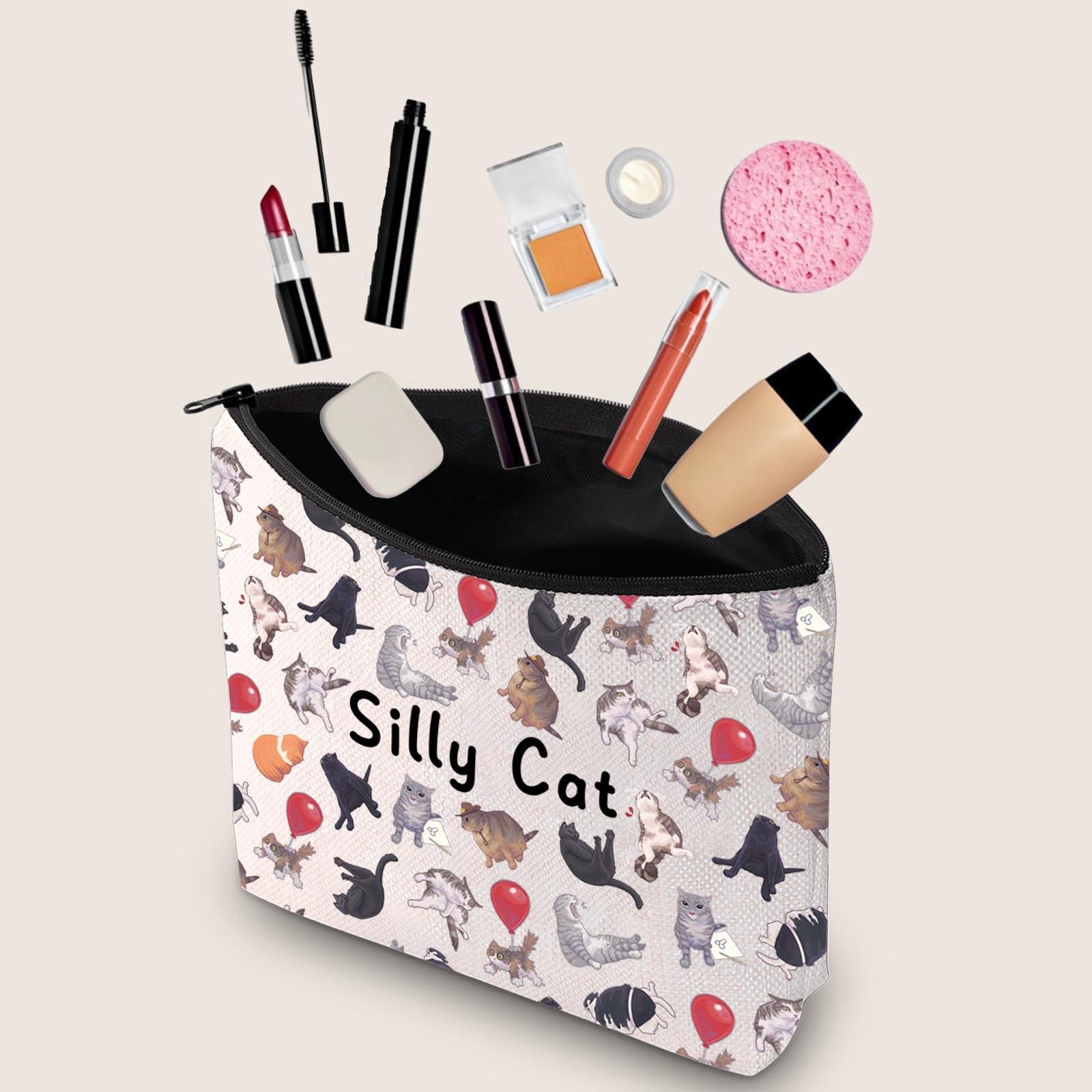 JXGZSO JXGZSO Funny Cat Meme Cosmetic Bag Hilarious Cat Gift Silly Cat Makeup Bag Cat Lover Gift Sarcastic Gift Tired Cat Merch