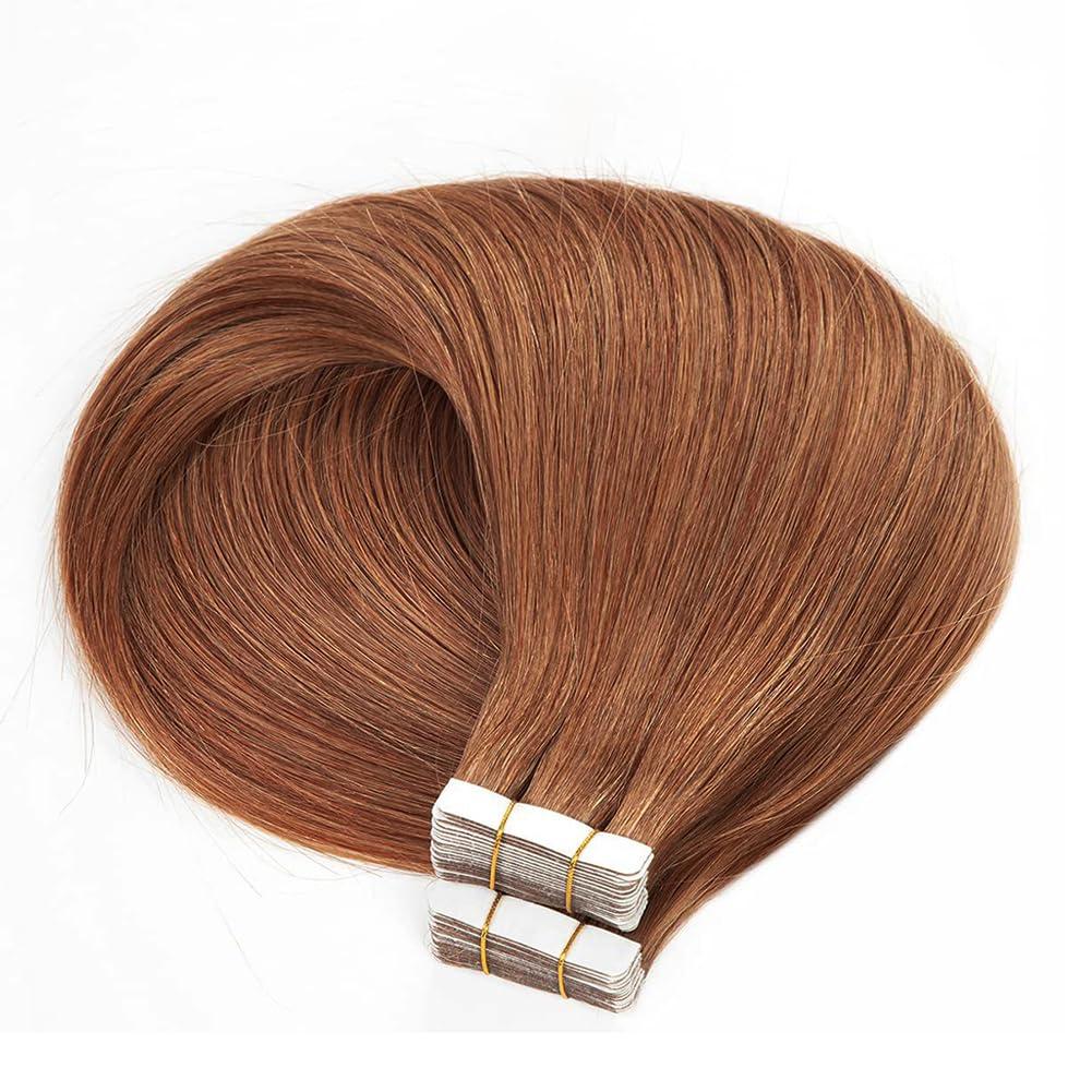Saisifen Saisifen Tape in Human Hair Extensions 20pcs 50g/Pack Invisible Tape ins Extension Straight 30# Auburn Hair 18 inches