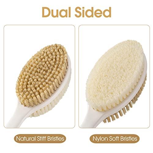 Backski Backski Back Scrubber Anti Slip for Shower,Shower Brush Long Handle with Stiff and Soft Bristles,Body Exfoliator for Bath or Dry Brush(Blue)
