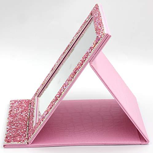 Bestbling Bestbling Bling Portable Mirror Folding Travel Vanity Mirror with Desktop Standing Makeup Mirror for Cosmetics Beauty (Pink)