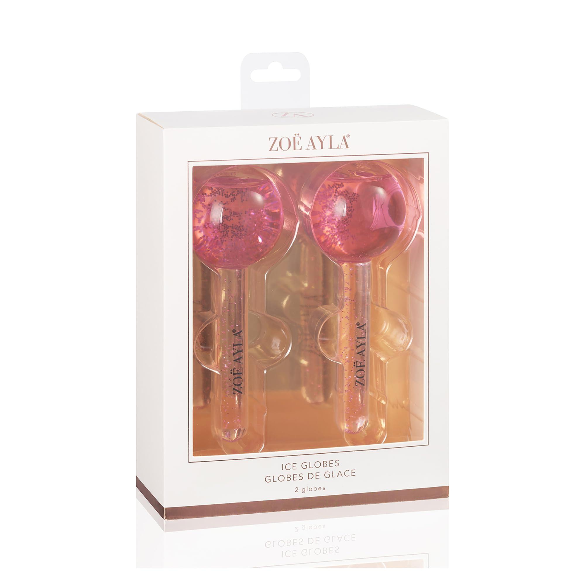 Zo Ayla Zoe Ayla Ice Globes, 2 pcs - Face Ice Roller for Relaxing and Reducing Fine Lines - Tightening and Depuffing Skin - Ideal for Tired Eyes - Travel Sized Facial Massager with Cute Sparkles
