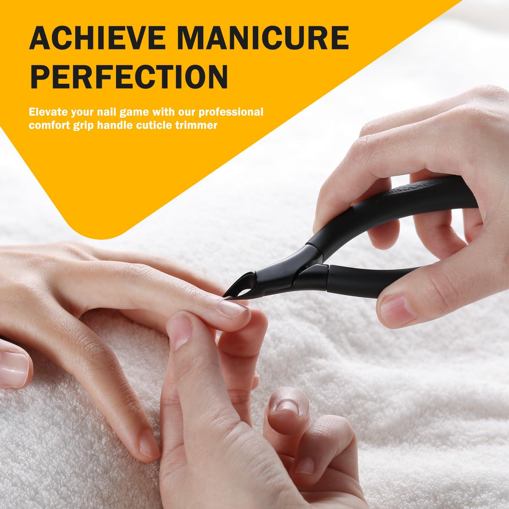 BEZOX BEZOX Cuticle Trimmer for Salon-Worthy Nails - Professional Half Jaw (5 mm) Cuticle Clippers with Anti-slip Silicon Handle, Precision Cuticle Cutters Premium Manicure Tool - Dark