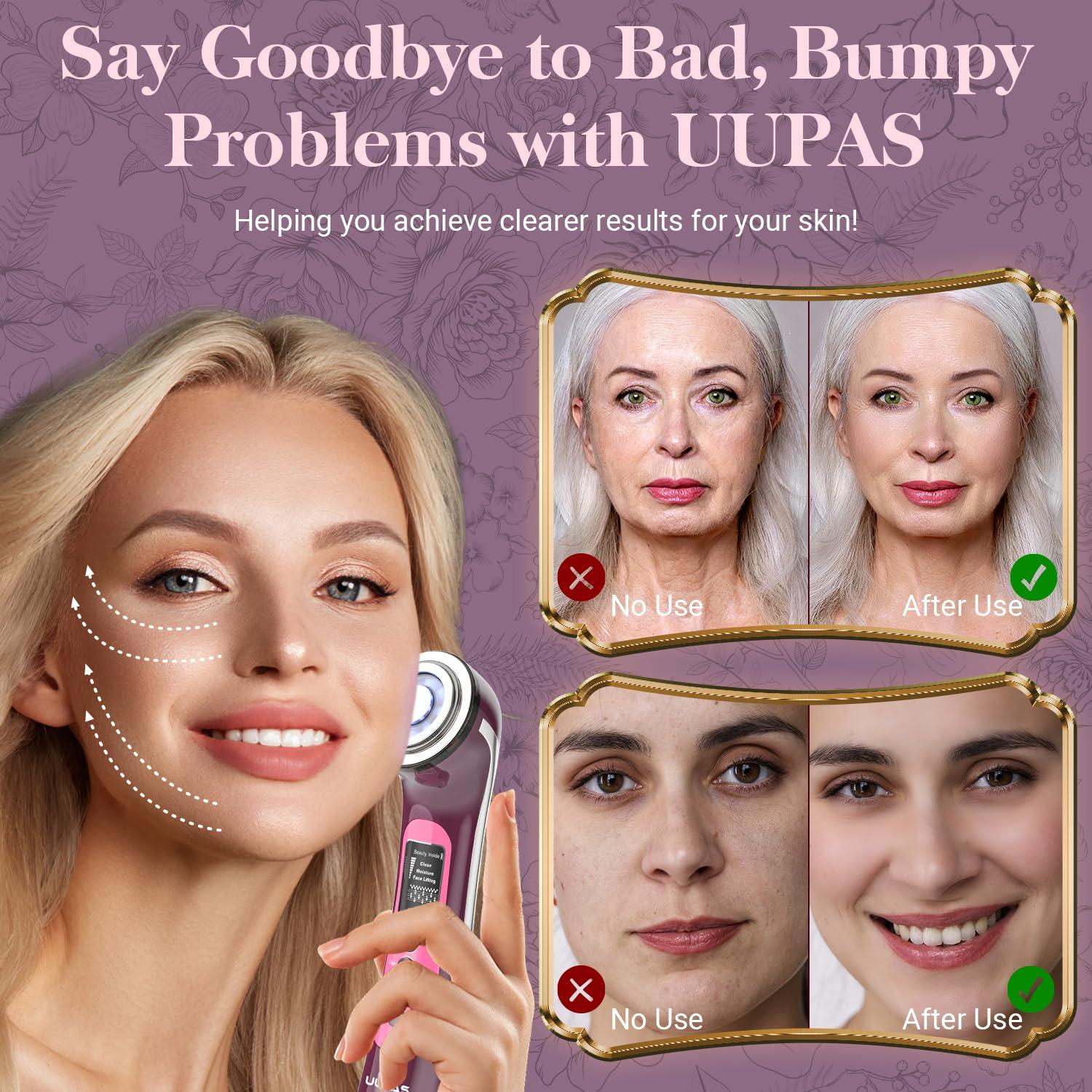 UUPAS Smart Photon Micro-Current Device - UUPAS LED Red Blue Light Therapy Wand Device for Face - Microcurrent Facial Device