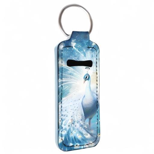 Advocator Advocator Chapstick Holder Keychain with Metal Clip Women Girls Lip Balm Holder Chapstick Keychain Holder for Travel, Peacock White Cute Animal Pattern