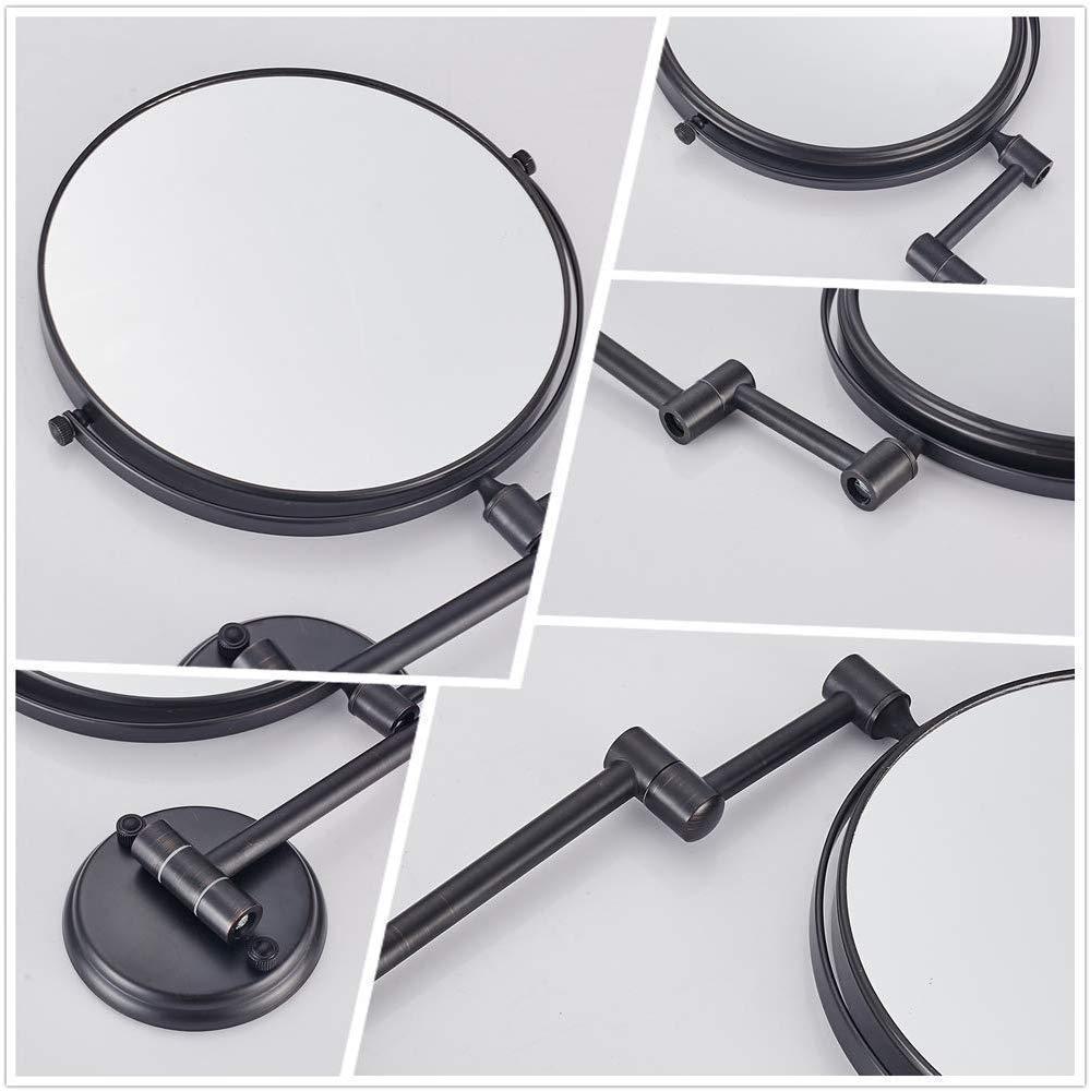 PRIMUZ PRIMUZ Wall Mounted Makeup Mirror with 5X Magnification,Wall Mounted Makeup Mirror Oil Rubbed Bronze,8 inch Double Sided Extendable Bathroom Mirror