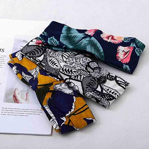 Barode Barode Boho Headbands Stretchy Athletic Bandana Headbands Floral Flowers Style Criss Cross Yoga Hair Band Workout Head Wrap for Women and Girls (Pack of 3)