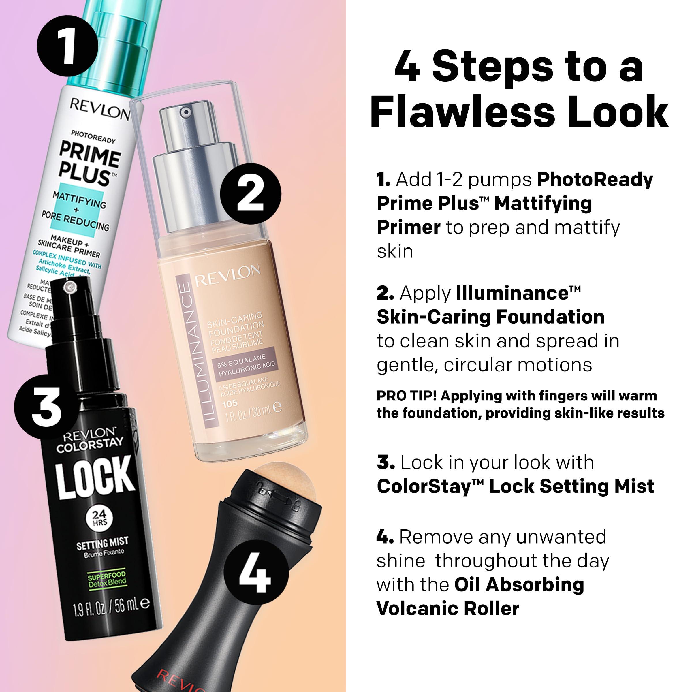 REVLON Revlon Illuminance Skin-Caring Liquid Foundation, Hyaluronic Acid, Hydrating and Nourishing Formula with Medium Coverage, 301 Cool Beige, 1 fl oz