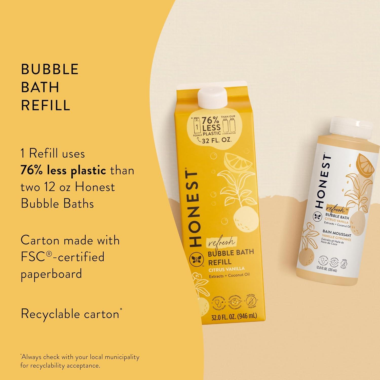 The Honest Company The Honest Company Foaming Bubble Bath Refill Carton | Gentle for Baby | Naturally Derived, Tear-Free, Hypoallergenic | Citrus Vanilla Refresh, 32 fl oz