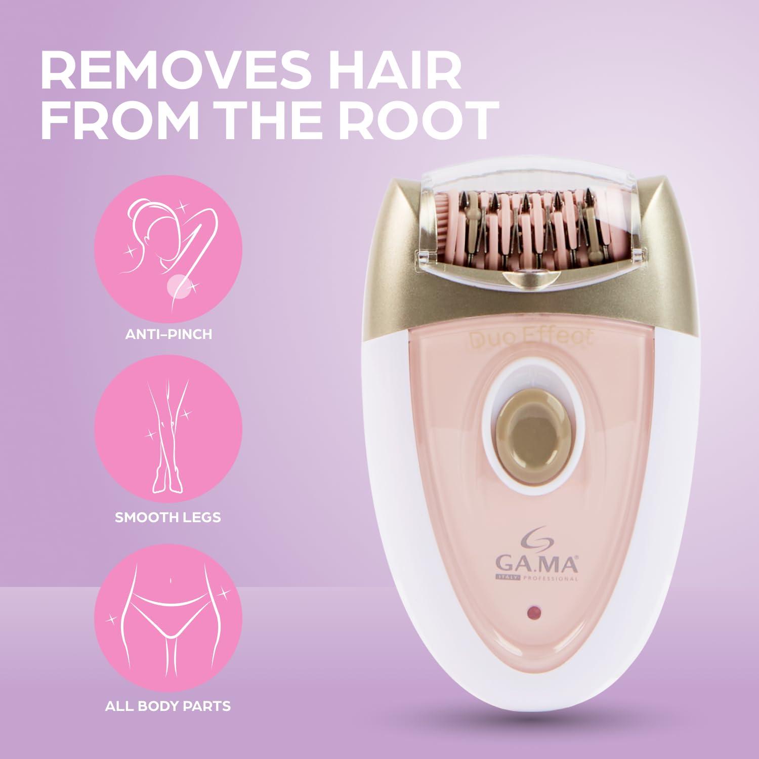 Epilady Epilady Gama Delicare Duo Rechargeable Epilator for Women, Cordless Electric Hair Removal Device, Hair Remover for Women, Bikini Trimmer for Women Pubic Hair, Dual Head, Dual-Volt, 2-Speed, LED Light