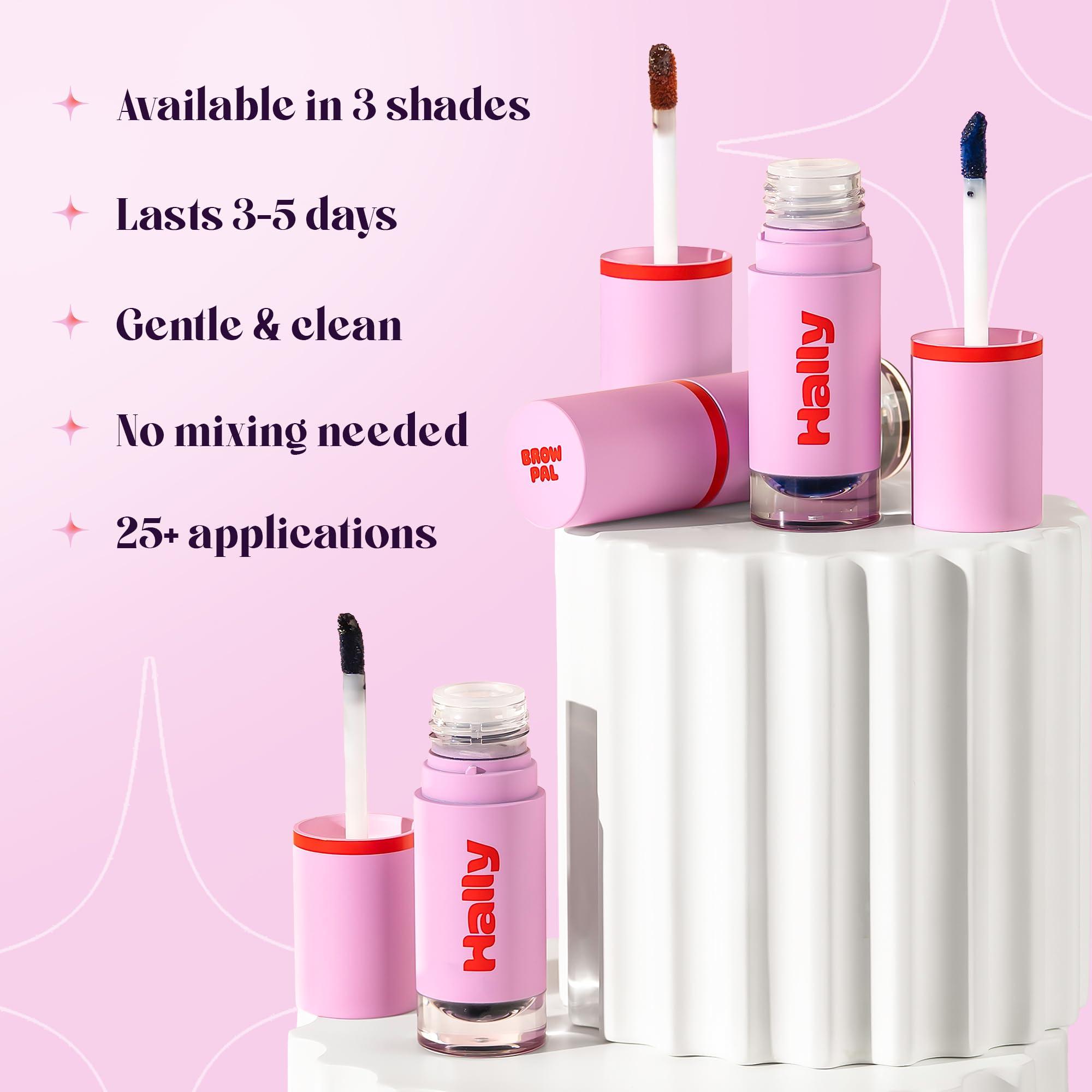 Hally Hair Hally Hair Brow Pal Eyebrow Tint, (Navy) - Gentle & Mess-Free Temporary Eyebrow Gel Makeup for Women - Tinted Brow Gel for Darker, Defined & Fuller-Looking Eyebrows, Lasts Up to 3-5 Days, Vegan