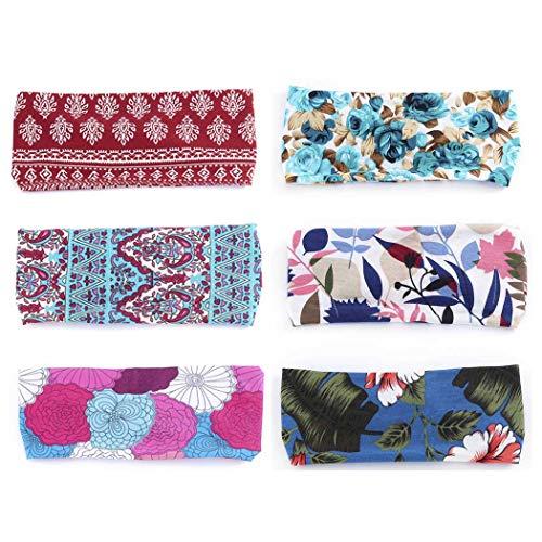 Bohend Bohend Boho Headband Wide Flower Boho Bandeau Headwear Travel Stretchy Cotton Elastic Yoga Athletic Hair Accessories for Women and Girls (A)