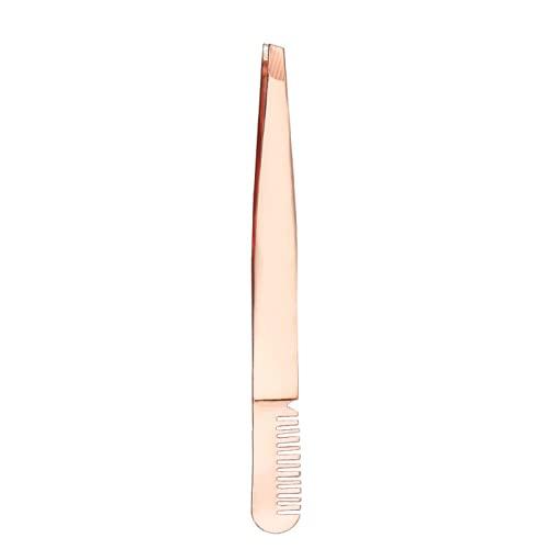 3DHOYYTT Eyebrow Tweezer With Eyebrow Brush Comb Stainless Steel Eyelashes Extension Tweezers Double Eyelids Pinzette Clip Silver