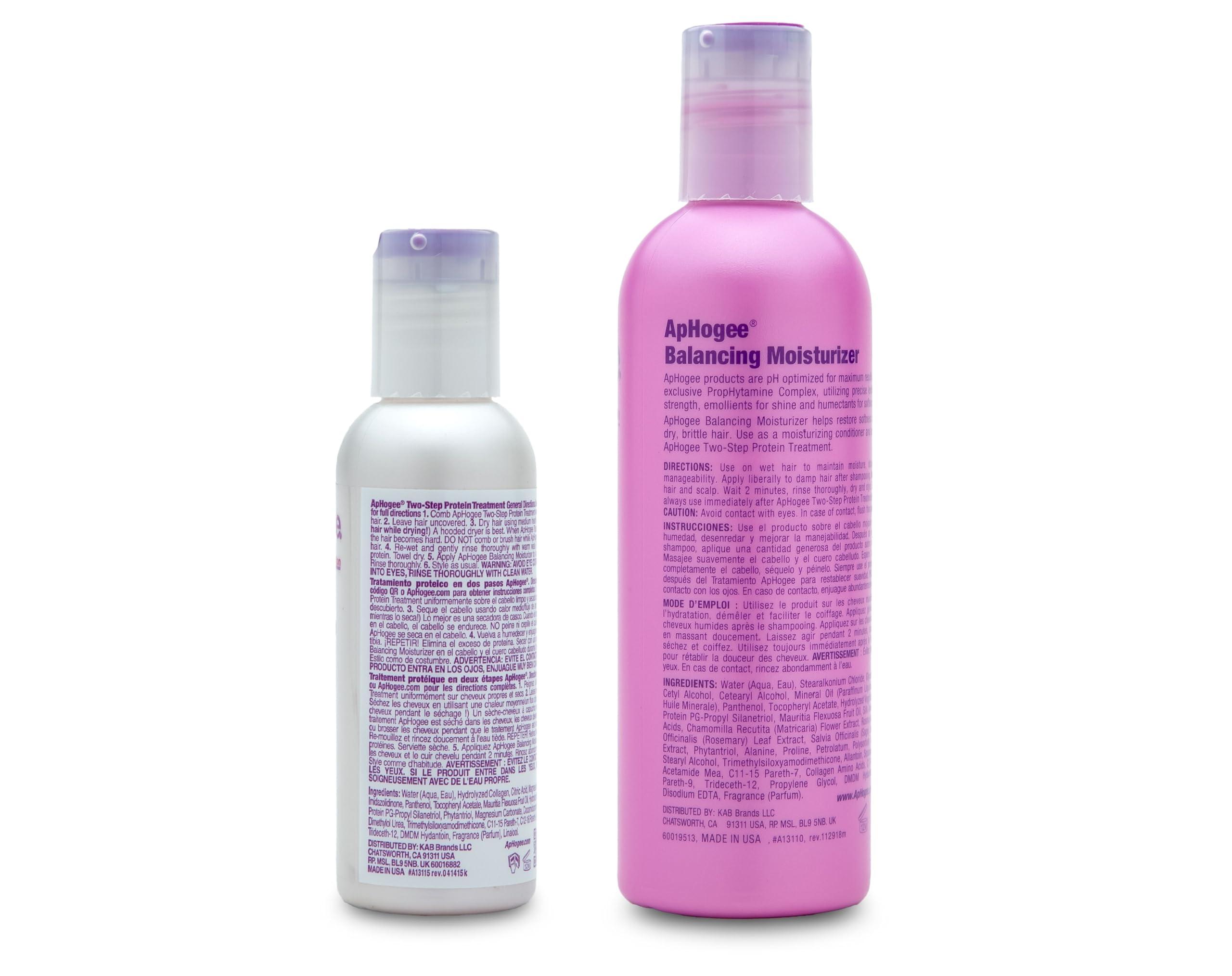 Aphogee Aphogee Serious Hair Care Double Bundle (Twostep Protein Treatment 4 Fl Oz and Balancing Moisturizer 8 Fl Oz)