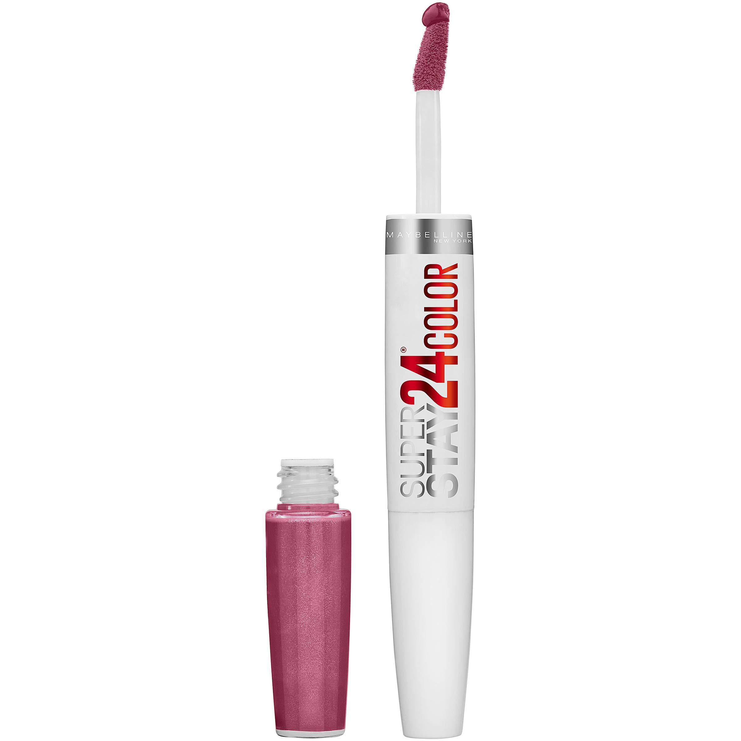 MAYBELLINE MAYBELLINE Super Stay 24 Liquid Lipstick 2-Step Makeup with Moisturizing Balm, Infinite Petal Pink and Perpetual Plum Purple, 1 Count Each