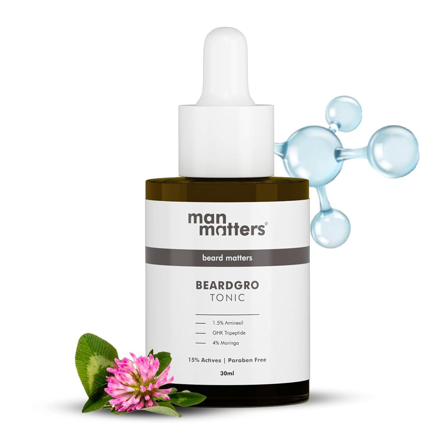 india Gamium BeardGro Beard Growth Tonic for Men 30ml | 1.5% Aminexil, 4% Moringa, 4% Goksura & 2% LashLD | Thicker beard growth, Softens Beard 1.01 Fl Oz (Pack Of 1)