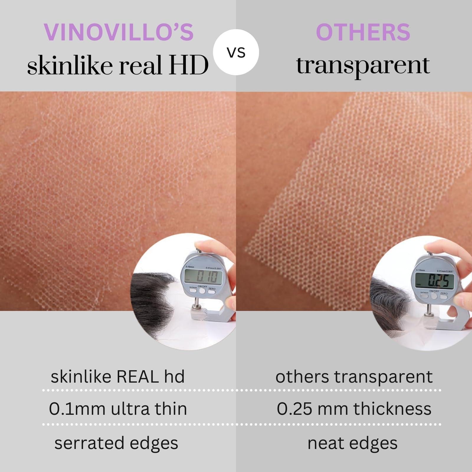 vinovillo VINOVILLO 13x4 Skinlike Real HD Lace Frontal Only Straight Ultra Thin Invisible Lace Virgin Human Hair Front Pre Plucked Natural Hairline Sew In Frontal Closure Piece 18 Inch Natural Black