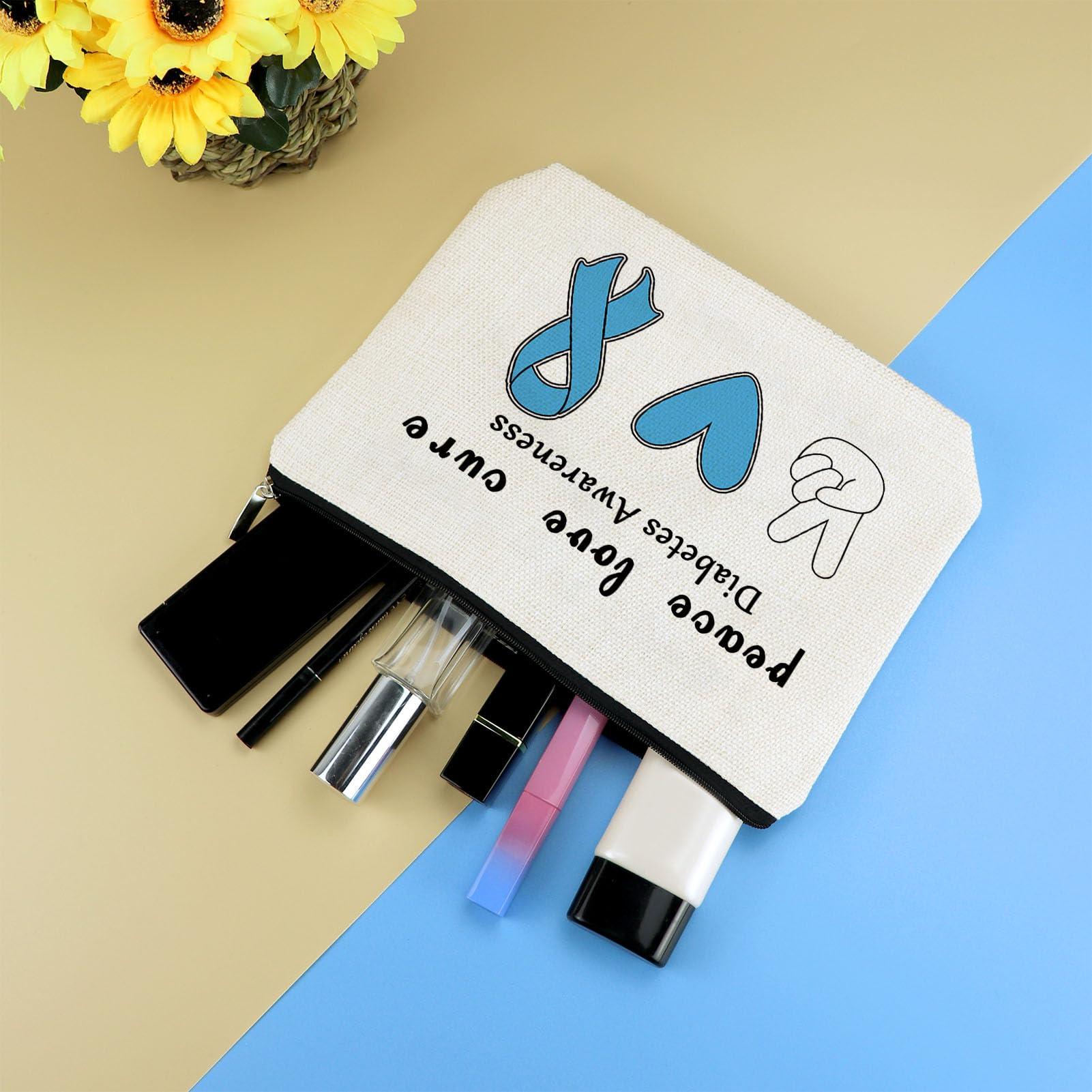 Mikela Diabetes Gift for Women Diabetic Supplies Cosmetic Bag Diabetes Awareness Gifts Diabetes Support Gifts Diabetes Warrior Gift Makeup Bag Diabetes Gift for Grandma Mom Diabetic Emergency Supply Bag