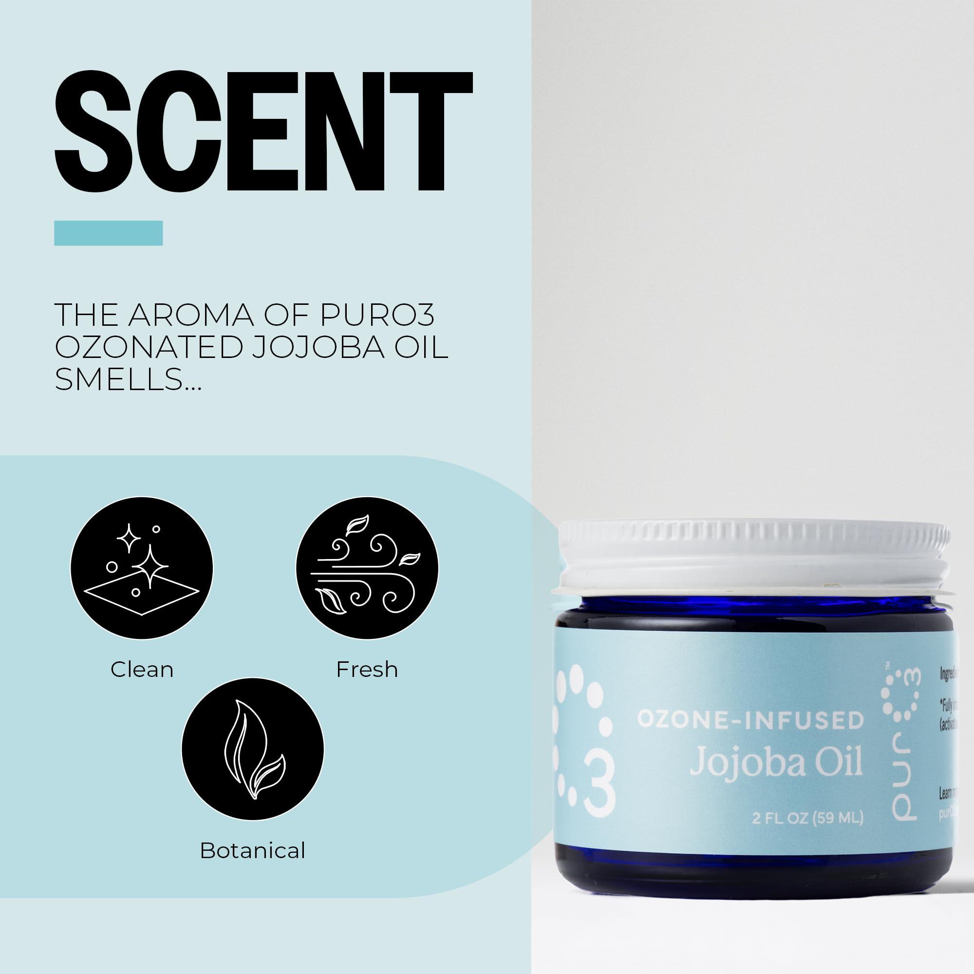 Pur O3 Pur O3 Fully Ozonated Jojoba Oil - Pure, Natural, Organic Ozonated Oil - Jojoba Oil Skin Care from Jojoba Ozonated, Oxygenated Jojoba Oil - Ozone Oil in a Glass Jar, 2 oz